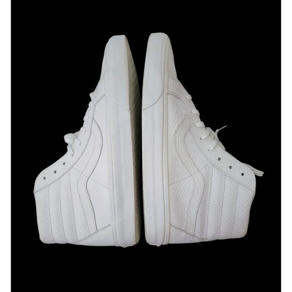Vans Sk8-Hi Top Reissue Croc Embossed White Leather Sneakers Sz 8.5M / 10W - Picture 5 of 11